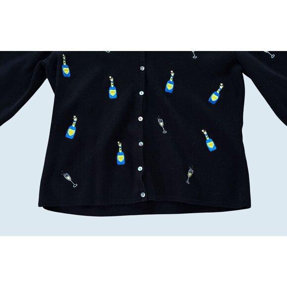 Vintage ALEXANDRA BARTLETT Y2K Champagne Embroidered Sweater Sz M - Picture 4 of 7